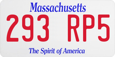 MA license plate 293RP5