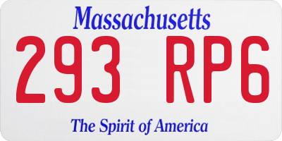 MA license plate 293RP6