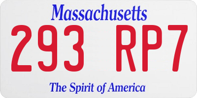 MA license plate 293RP7