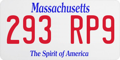 MA license plate 293RP9
