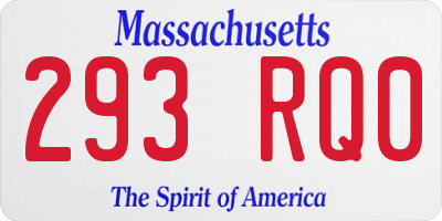 MA license plate 293RQ0