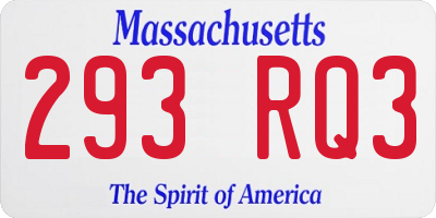 MA license plate 293RQ3