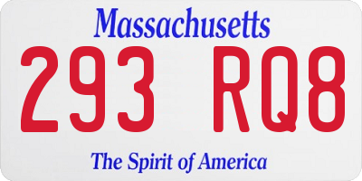 MA license plate 293RQ8
