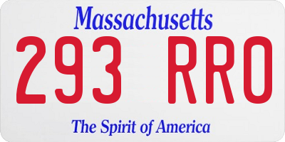 MA license plate 293RR0