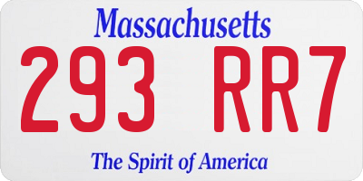 MA license plate 293RR7