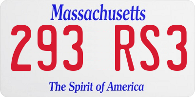 MA license plate 293RS3
