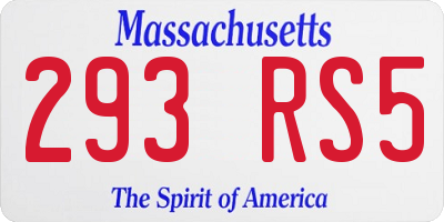 MA license plate 293RS5