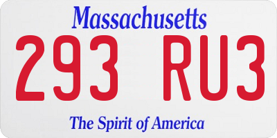 MA license plate 293RU3