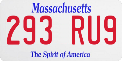 MA license plate 293RU9