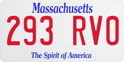 MA license plate 293RV0