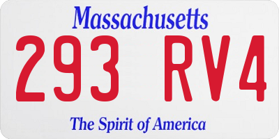 MA license plate 293RV4