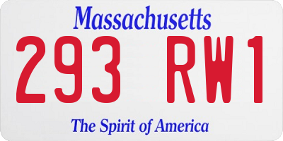 MA license plate 293RW1