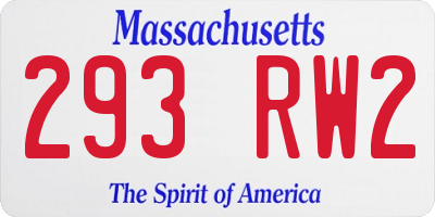 MA license plate 293RW2