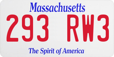MA license plate 293RW3