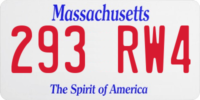 MA license plate 293RW4