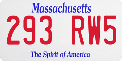 MA license plate 293RW5