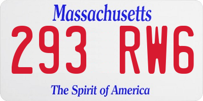 MA license plate 293RW6