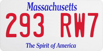 MA license plate 293RW7