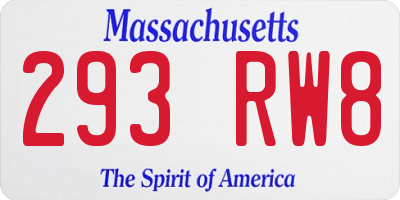 MA license plate 293RW8