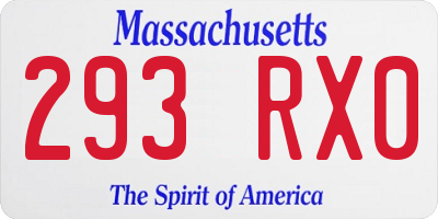 MA license plate 293RX0