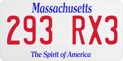 MA license plate 293RX3