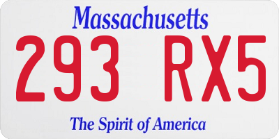 MA license plate 293RX5