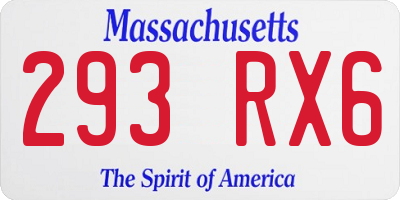 MA license plate 293RX6