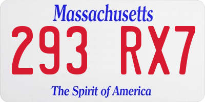MA license plate 293RX7
