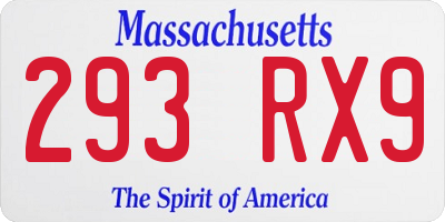 MA license plate 293RX9