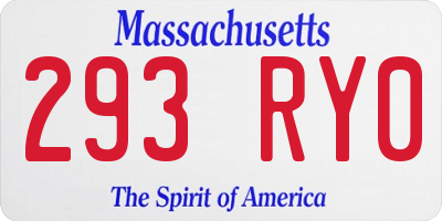 MA license plate 293RY0