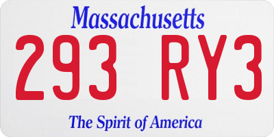 MA license plate 293RY3