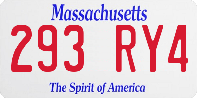 MA license plate 293RY4