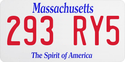 MA license plate 293RY5