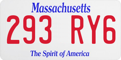 MA license plate 293RY6