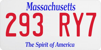 MA license plate 293RY7
