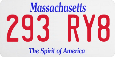 MA license plate 293RY8