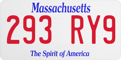 MA license plate 293RY9