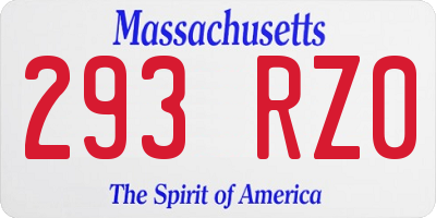 MA license plate 293RZ0