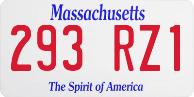 MA license plate 293RZ1