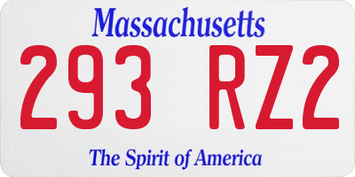 MA license plate 293RZ2