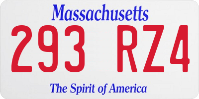 MA license plate 293RZ4