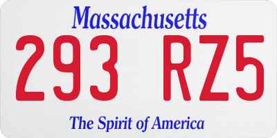 MA license plate 293RZ5