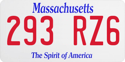 MA license plate 293RZ6