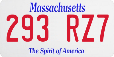 MA license plate 293RZ7