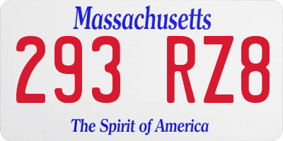 MA license plate 293RZ8