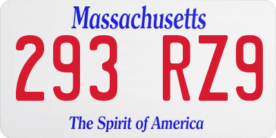 MA license plate 293RZ9