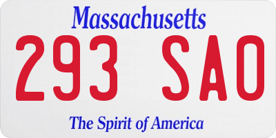 MA license plate 293SA0