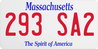 MA license plate 293SA2