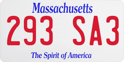 MA license plate 293SA3