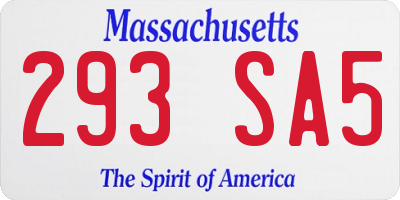 MA license plate 293SA5